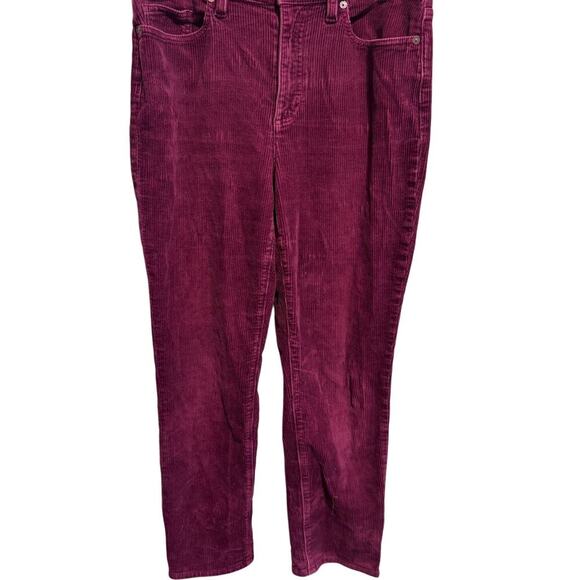 Lands' End Women's Burgandy Maroon Corduroy Straight Leg Mid Rise Jeans Pants 8 - Picture 1 of 11